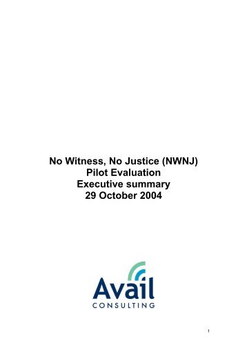 No Witness, No Justice (NWNJ) Pilot Evaluation - Executive summary