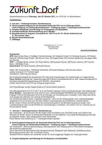 20111025 GR Mitschrift - IG Zukunft Dorf