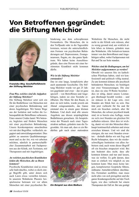 Publireportage in B wie Basel (pdf) - Stiftung Melchior