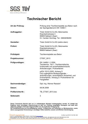 Technischer Bericht - Tritz Betonwerke