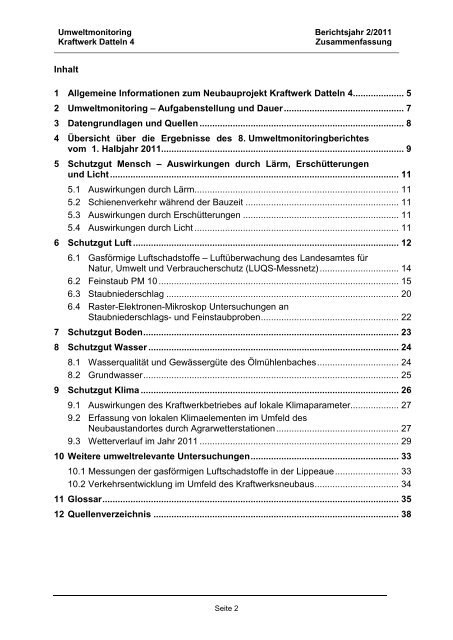 2 Umweltmonitoring - Kraftwerk Datteln