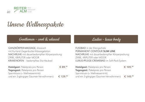 Spa-& Wellnessangebote auf der Reiter Alm