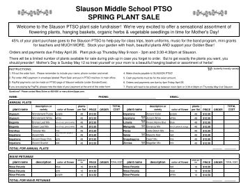 Slauson Plant Sale order form 2013 - Ann Arbor Public Schools