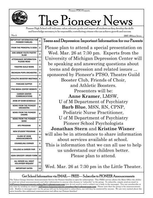 The Pioneer News - Pioneer High School
