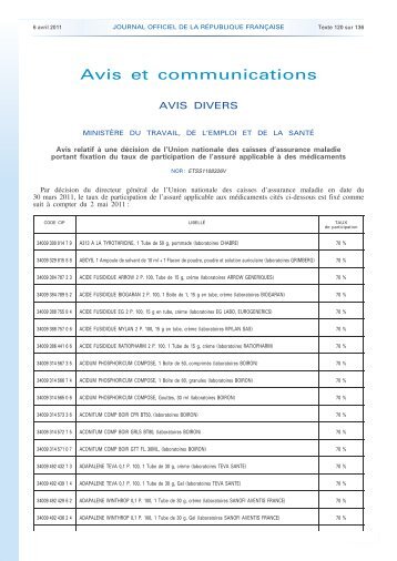 Journal officiel de la RÃ©publique franÃ§aise - NÂ° 81 du 6 avril 2011