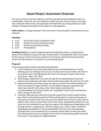 GROUP PROJECT ASSIGNMENT OVERVIEW