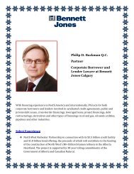 Philip D. Backman Q.C: Corporate Borrower and Lender Lawyer at Bennett Jones Calgary