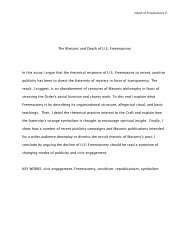 The Rhetoric and Death of U.S. Freemasonry In this essay I argue ...