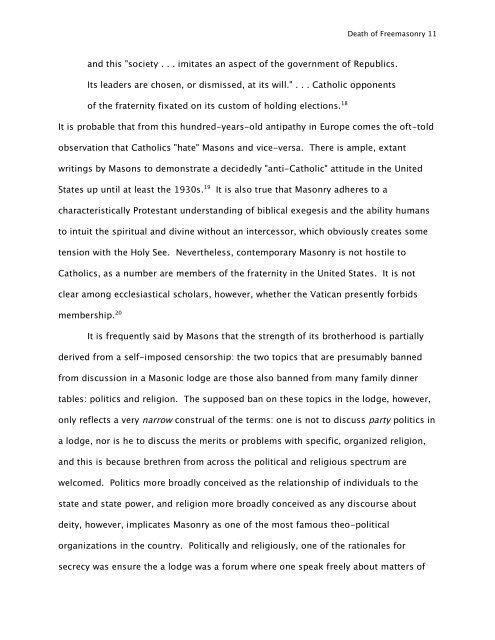 The Rhetoric and Death of U.S. Freemasonry In this essay I argue ...