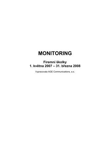 MONITORING Firemní školky 1. května 2007 - Kids Company Praha