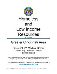Homeless and Low Income Resources - Hamilton County, Ohio