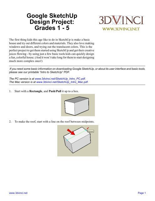 Google SketchUp Design Project: Grades 1 - 5