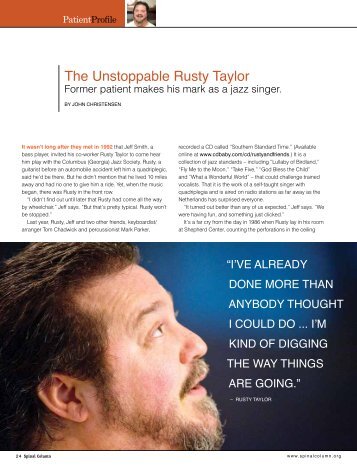 The Unstoppable Rusty Taylor - Shepherd Center's Spinal Column ...