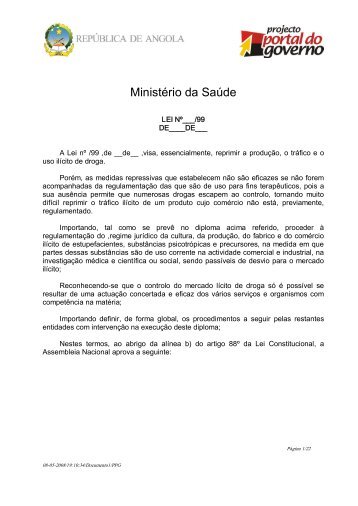 Lei Sobre o Controlo do Mercado LÃ­cito de Estupefacientes ... - saflii