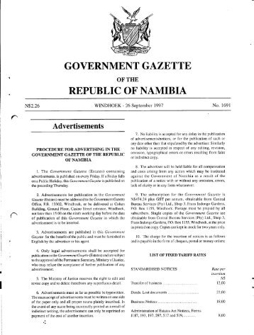 GOVERNMENT GAZETTE REPUBLIC OF NAMIBIA - saflii