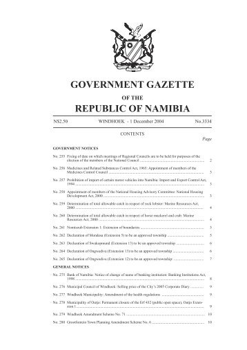 GOVERNMENT GAZETTE REPUBLIC OF NAMIBIA - saflii
