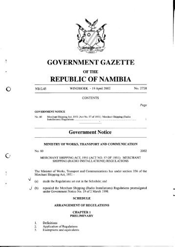 GOVERNMENT GAZETTE REPUBLIC OF NAMIBIA - saflii