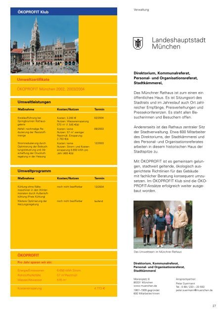 ÖKOPROFIT München 2003/2004 - Referat für Arbeit und Wirtschaft