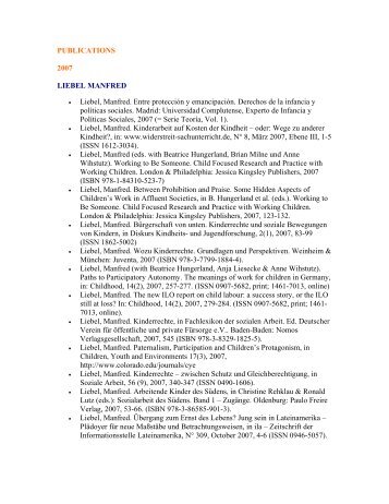 PUBLICATIONS 2007 LIEBEL MANFRED Liebel ... - ICYRNet