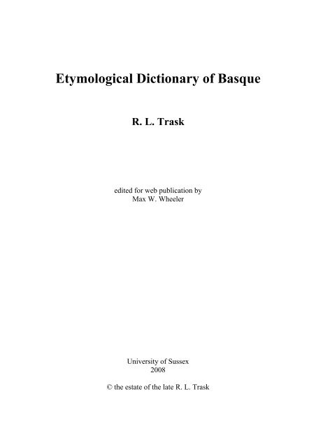 Etymological Dictionary of Basque Cryptm