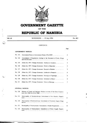 GOVERNMENT GAZETTE REPUBLIC OF NAMIBIA - saflii