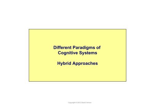 Lecture 2: Paradigms of Cognitive Science - David Vernon