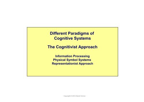 Lecture 2: Paradigms of Cognitive Science - David Vernon