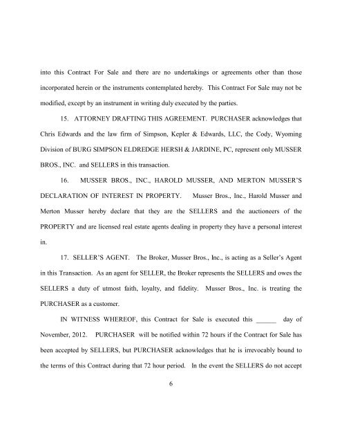 nielsen contract - Musser Bros. Auctioneers