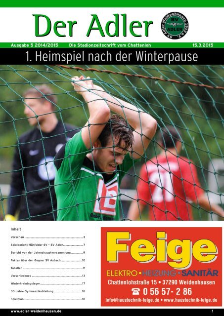 Der Adler Weidenhausen Stadionzeitung 5. Ausgabe