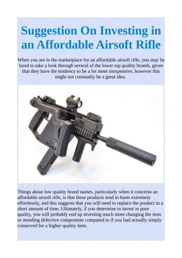 Suggestion On Investing in an Affordable Airsoft Rifle