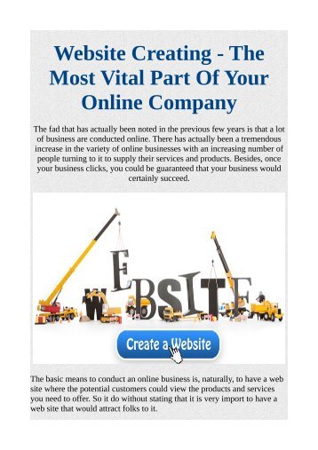 Website Creating - The Most Vital Part Of Your Online Company