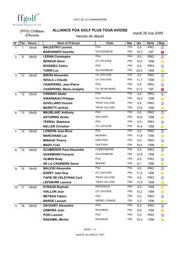(FFG) ChÃ¢teau d'Avoise ALLIANCE PGA GOLF PLUS TOUR ...