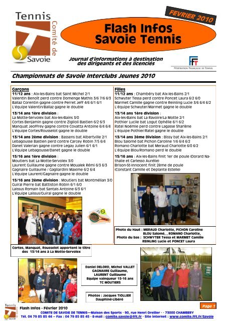 Flash Infos - FÃ©vrier 2010 - Circuit Maurienne Tennis