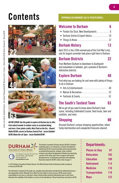 Durham Spring/Summer 2015 Official Visitor & Relocation Guide