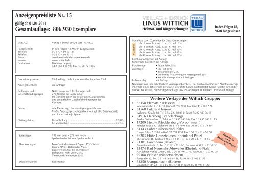 Mediadaten V + D LINUS WITTICH Langewiesen ab 1.1