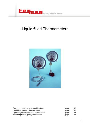 Liquid filled Thermometers - TERMAN