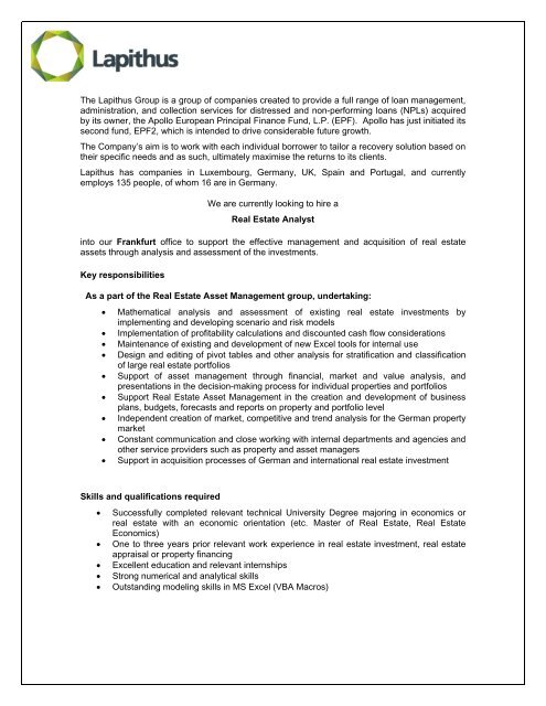 Real Estate Asset Management Analyst Job Description : Jobs In The Investments Industry Ii Investment Management Ppt Download : Quite often, a master's degree is preferred.