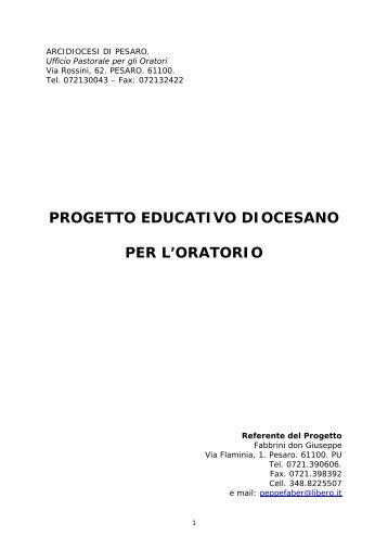 progetto educativo diocesano per l'oratorio - Arcidiocesi di Pesaro