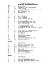 School Year Calendar 2013-14 - Tandem Friends School