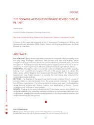 focus the negative acts questionnaire revised ... - Prevenzione Oggi