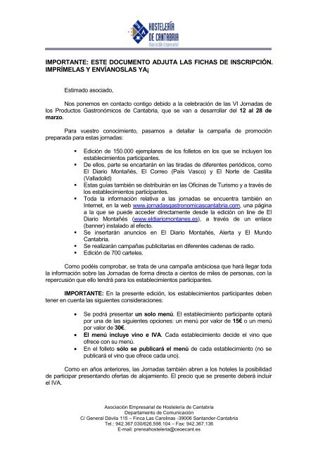 Carta Jornadas GastronÃ³micas y Fichas de InscripciÃ³n