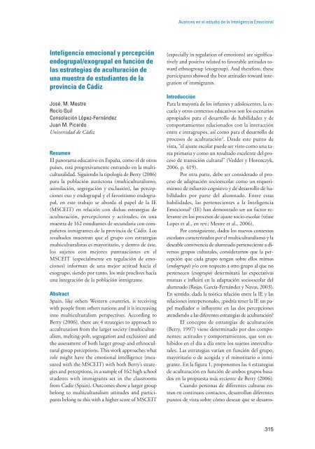 Avances en el estudio de la Inteligencia Emocional