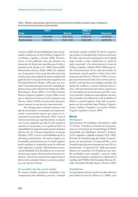 Avances en el estudio de la Inteligencia Emocional