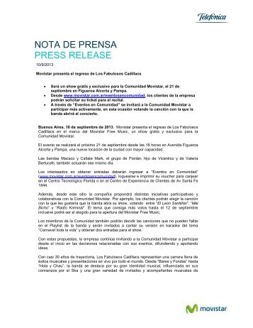 NOTA DE PRENSA PRESS RELEASE - Sala de prensa - TelefÃ³nica