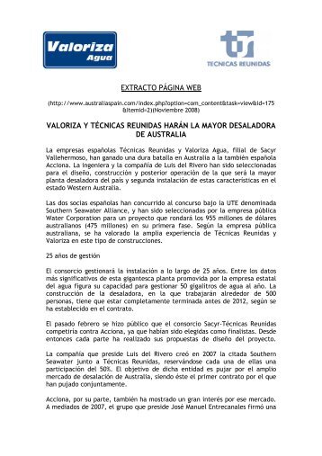 VALORIZA-TÉCNICAS Perth - valoriza-agua.com