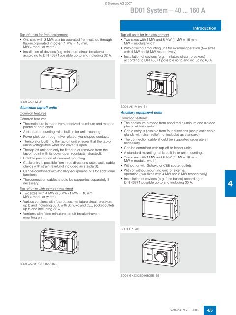 BD01 System â 40 ... 160 A - GRUP DAP