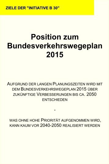 Position zum Bundesverkehrswegeplan 2015