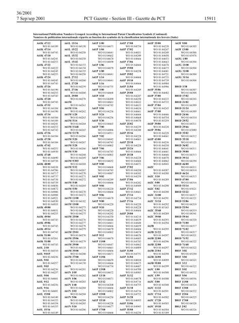 PCT/2001/36 : PCT Gazette, Weekly Issue No. 36, 2001 - WIPO