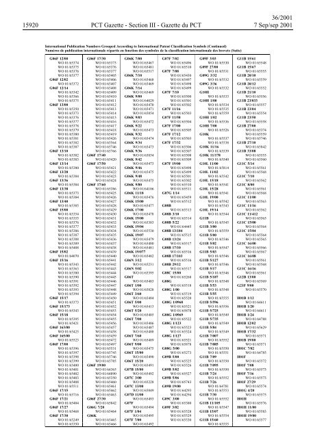 PCT/2001/36 : PCT Gazette, Weekly Issue No. 36, 2001 - WIPO