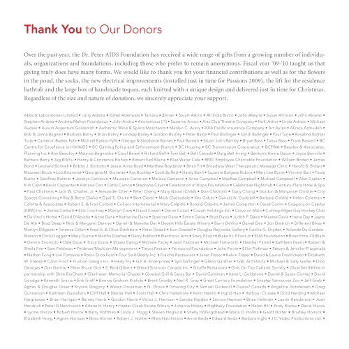 Thank You To Our Donors O